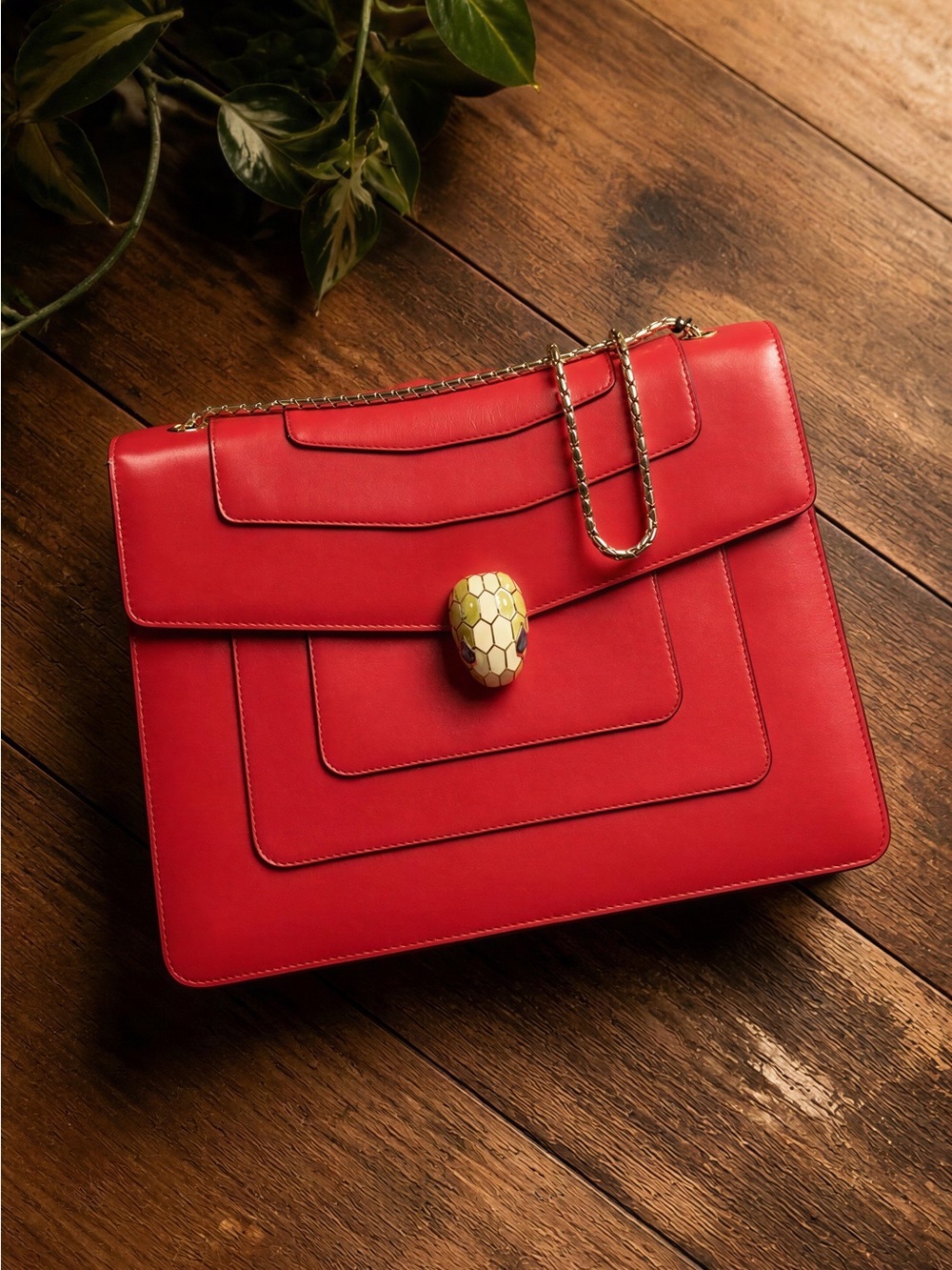 Bulgari Serpenti Red Leather Shoulder or crossbody bag